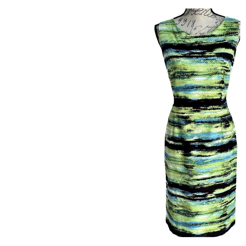 Green and Black Print Dress size 10